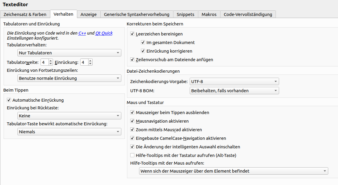 QtCreator TextEditorConfig