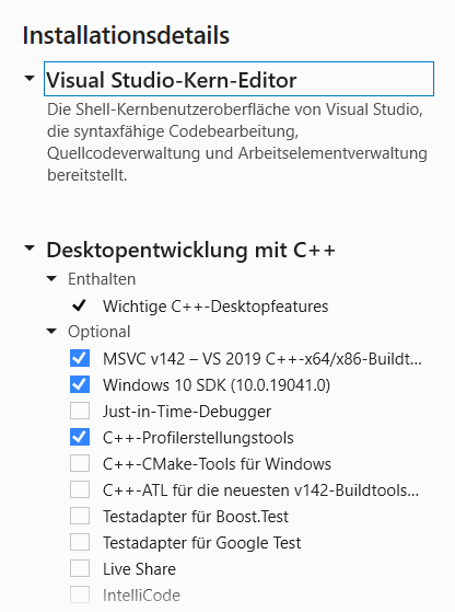 vc2019 install options